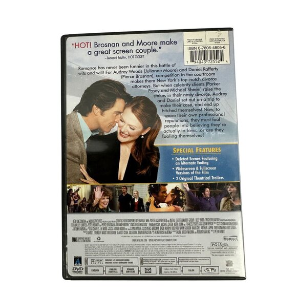 Laws Of Attraction DVD Pierce Brosnan Julianne Moore Romantic Comedy Widescreen - Picture 2 of 8